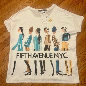 Clotheshead Fifth Avenue NYC Fashion Illustration Graphic T-Shirt XL